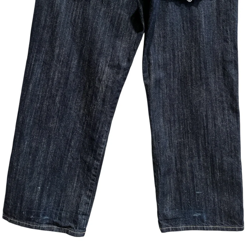 Kanji Premium Vintage Men’s Embroidered Dark Wash Jeans Men’s Y2K Size 36x32